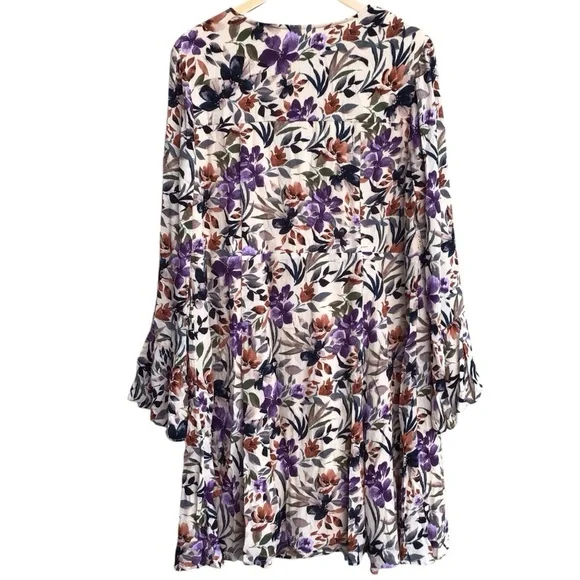 TORRID Mini Gauze Lace-Up Floral Print V-neck Skater Dress Size 1  NEW - Picture 6 of 11